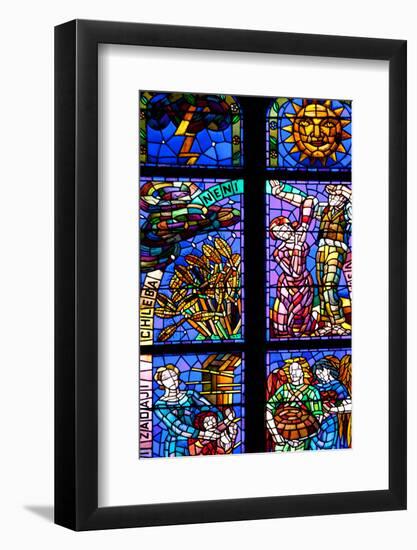 Prague, St. Vitus Cathedral, Thunov Chapel, Stained Glass Window, Psalms, Psalm 126:5-Samuel Magal-Framed Photographic Print