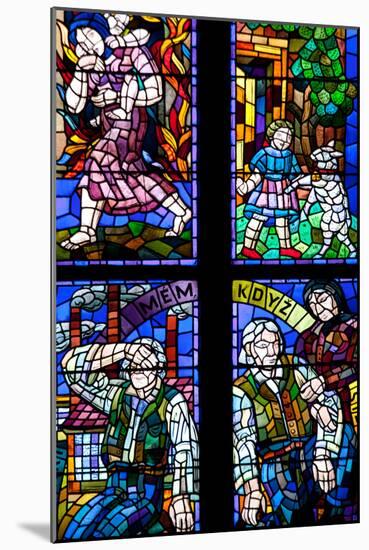 Prague, St. Vitus Cathedral, Thunov Chapel, Stained Glass Window, Psalms, Psalm 126:5-Samuel Magal-Mounted Photographic Print