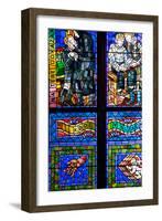 Prague, St. Vitus Cathedral, Thunov Chapel, Stained Glass Window, Psalms, Psalm 126:5-Samuel Magal-Framed Photographic Print