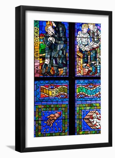 Prague, St. Vitus Cathedral, Thunov Chapel, Stained Glass Window, Psalms, Psalm 126:5-Samuel Magal-Framed Photographic Print