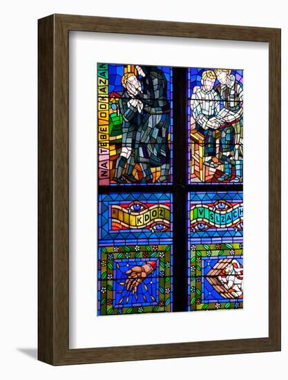 Prague, St. Vitus Cathedral, Thunov Chapel, Stained Glass Window, Psalms, Psalm 126:5-Samuel Magal-Framed Photographic Print