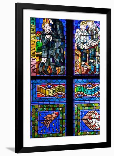 Prague, St. Vitus Cathedral, Thunov Chapel, Stained Glass Window, Psalms, Psalm 126:5-Samuel Magal-Framed Photographic Print