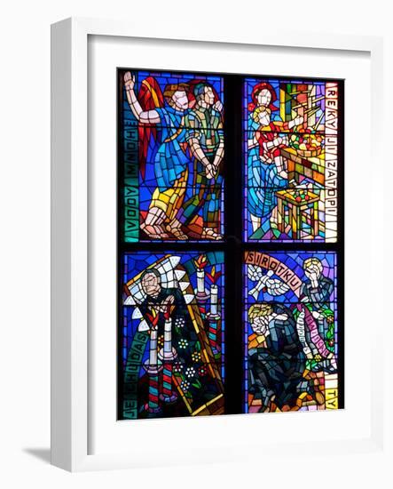 Prague, St. Vitus Cathedral, Thunov Chapel, Stained Glass Window, Psalms, Psalm 126:5-Samuel Magal-Framed Photographic Print