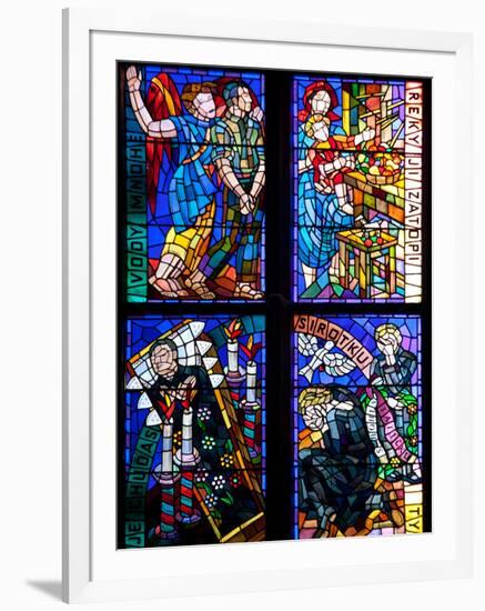 Prague, St. Vitus Cathedral, Thunov Chapel, Stained Glass Window, Psalms, Psalm 126:5-Samuel Magal-Framed Photographic Print