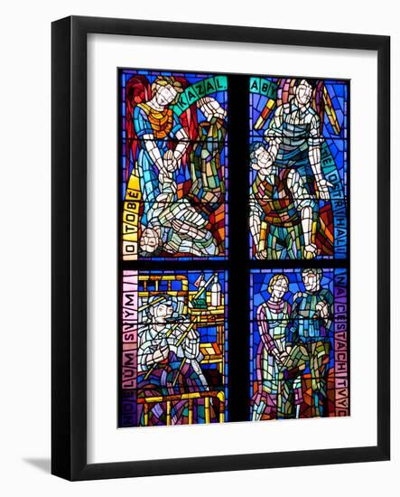 Prague, St. Vitus Cathedral, Thunov Chapel, Stained Glass Window, Psalms, Psalm 126:5-Samuel Magal-Framed Photographic Print