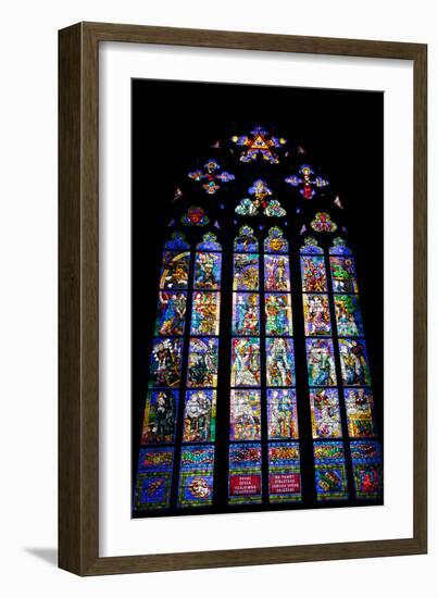 Prague, St. Vitus Cathedral, Thunov Chapel, Stained Glass Window, Psalms, Psalm 126:5-Samuel Magal-Framed Photographic Print