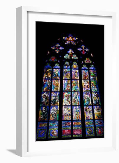 Prague, St. Vitus Cathedral, Thunov Chapel, Stained Glass Window, Psalms, Psalm 126:5-Samuel Magal-Framed Photographic Print