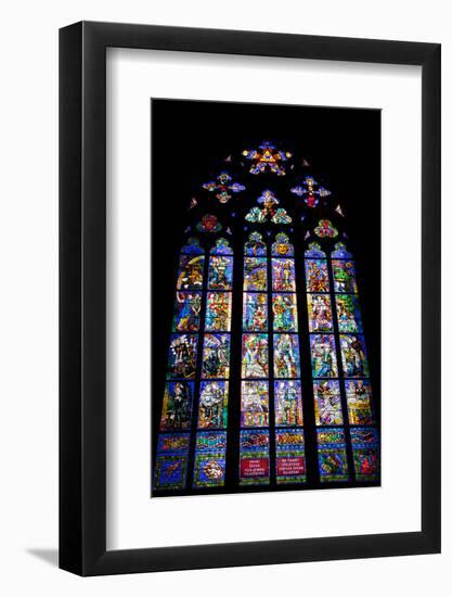 Prague, St. Vitus Cathedral, Thunov Chapel, Stained Glass Window, Psalms, Psalm 126:5-Samuel Magal-Framed Photographic Print