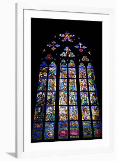 Prague, St. Vitus Cathedral, Thunov Chapel, Stained Glass Window, Psalms, Psalm 126:5-Samuel Magal-Framed Photographic Print