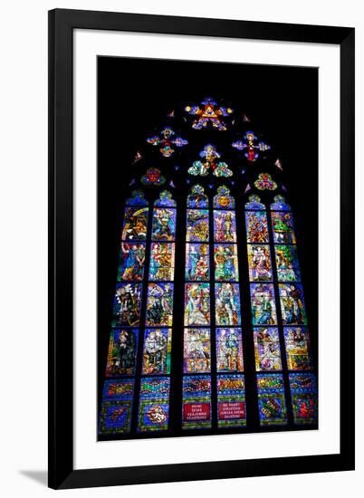 Prague, St. Vitus Cathedral, Thunov Chapel, Stained Glass Window, Psalms, Psalm 126:5-Samuel Magal-Framed Photographic Print