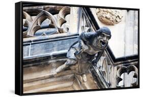 Prague, St. Vitus Cathedral, Western Facade, Smith Gargoyle Waterspout-Samuel Magal-Framed Stretched Canvas