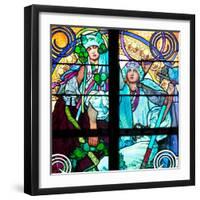 Prague, St. Vitus Cathedral, Window in the New Archbishop Chapel, Mucha Stained Glass Window-Samuel Magal-Framed Photographic Print