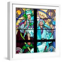 Prague, St. Vitus Cathedral, Window in the New Archbishop Chapel, Mucha Stained Glass Window-Samuel Magal-Framed Photographic Print