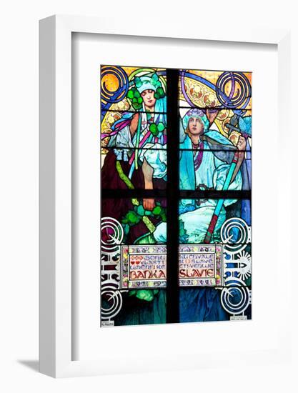 Prague, St. Vitus Cathedral, Window in the New Archbishop Chapel, Mucha Stained Glass Window-Samuel Magal-Framed Photographic Print