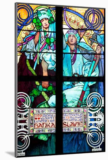 Prague, St. Vitus Cathedral, Window in the New Archbishop Chapel, Mucha Stained Glass Window-Samuel Magal-Mounted Photographic Print