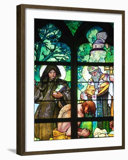 Prague, St. Vitus Cathedral, Window in the New Archbishop Chapel, Mucha Stained Glass Window-Samuel Magal-Framed Photographic Print