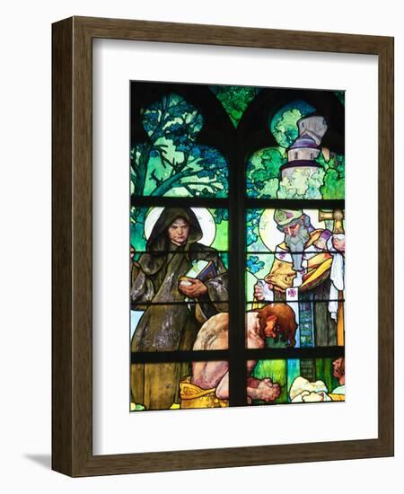 Prague, St. Vitus Cathedral, Window in the New Archbishop Chapel, Mucha Stained Glass Window-Samuel Magal-Framed Photographic Print