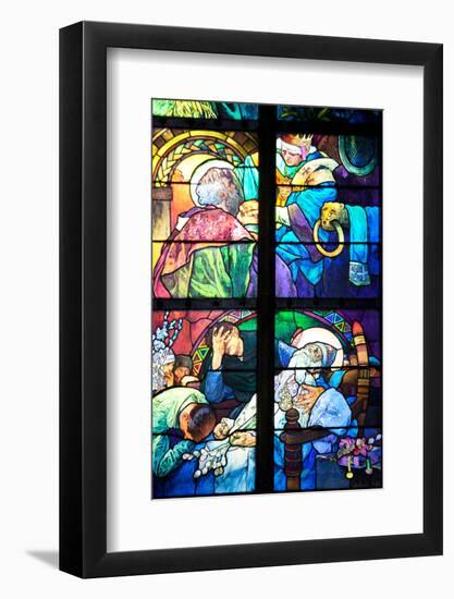 Prague, St. Vitus Cathedral, Window in the New Archbishop Chapel, Mucha Stained Glass Window-Samuel Magal-Framed Photographic Print