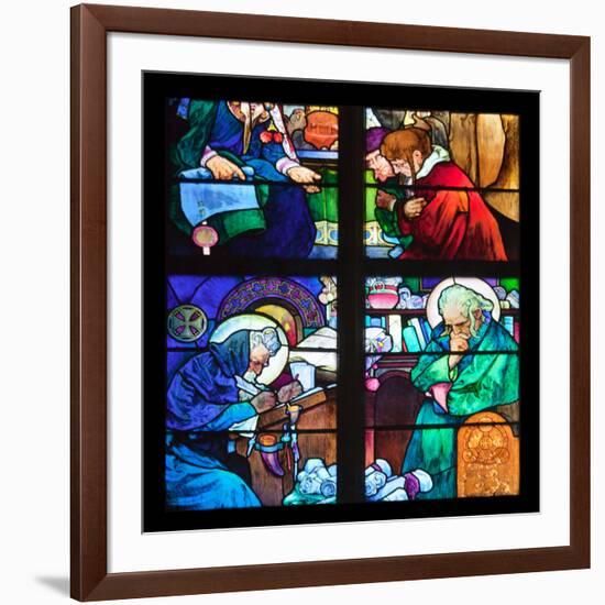 Prague, St. Vitus Cathedral, Window in the New Archbishop Chapel, Mucha Stained Glass Window-Samuel Magal-Framed Photographic Print