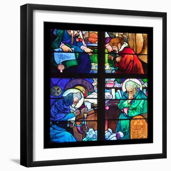 Prague, St. Vitus Cathedral, Window in the New Archbishop Chapel, Mucha Stained Glass Window-Samuel Magal-Framed Photographic Print