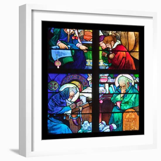 Prague, St. Vitus Cathedral, Window in the New Archbishop Chapel, Mucha Stained Glass Window-Samuel Magal-Framed Photographic Print