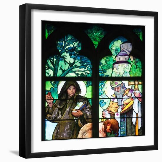 Prague, St. Vitus Cathedral, Window in the New Archbishop Chapel, Mucha Stained Glass Window-Samuel Magal-Framed Photographic Print