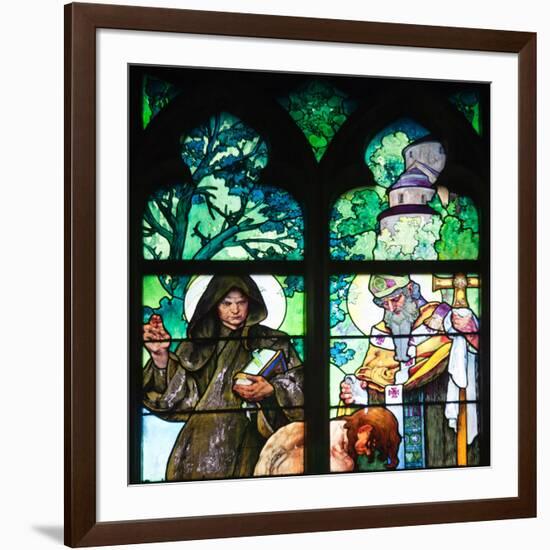 Prague, St. Vitus Cathedral, Window in the New Archbishop Chapel, Mucha Stained Glass Window-Samuel Magal-Framed Photographic Print