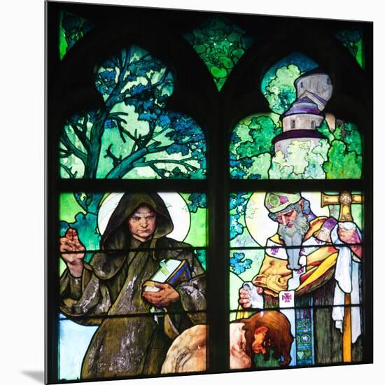 Prague, St. Vitus Cathedral, Window in the New Archbishop Chapel, Mucha Stained Glass Window-Samuel Magal-Mounted Photographic Print