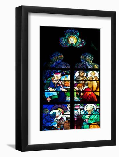 Prague, St. Vitus Cathedral, Window in the New Archbishop Chapel, Mucha Stained Glass Window-Samuel Magal-Framed Photographic Print