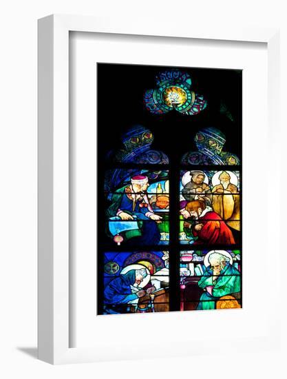 Prague, St. Vitus Cathedral, Window in the New Archbishop Chapel, Mucha Stained Glass Window-Samuel Magal-Framed Photographic Print