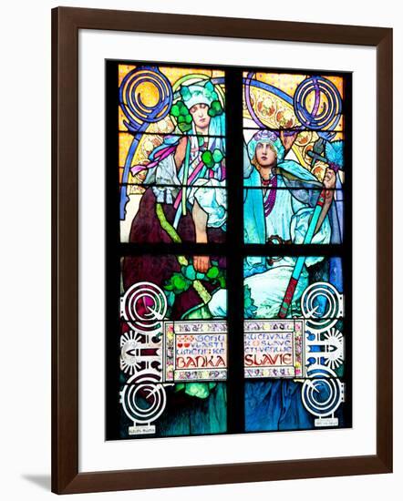 Prague, St. Vitus Cathedral, Window in the New Archbishop Chapel, Mucha Stained Glass Window-Samuel Magal-Framed Photographic Print