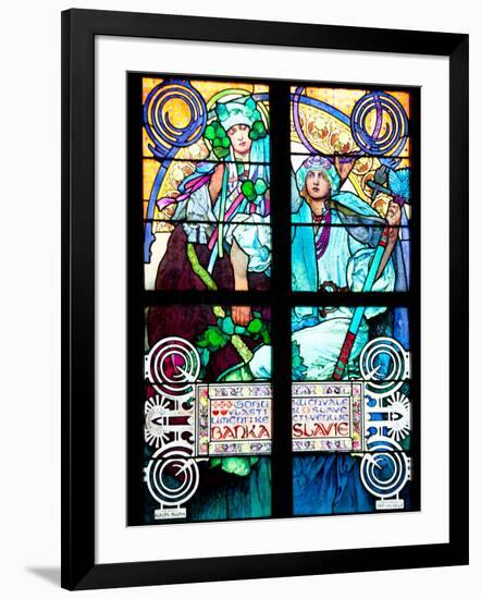 Prague, St. Vitus Cathedral, Window in the New Archbishop Chapel, Mucha Stained Glass Window-Samuel Magal-Framed Photographic Print