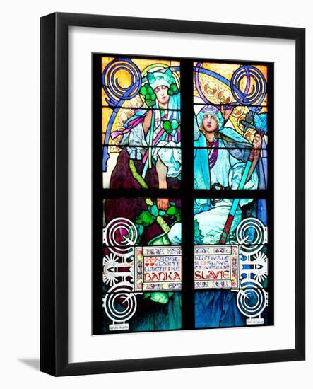 Prague, St. Vitus Cathedral, Window in the New Archbishop Chapel, Mucha Stained Glass Window-Samuel Magal-Framed Photographic Print