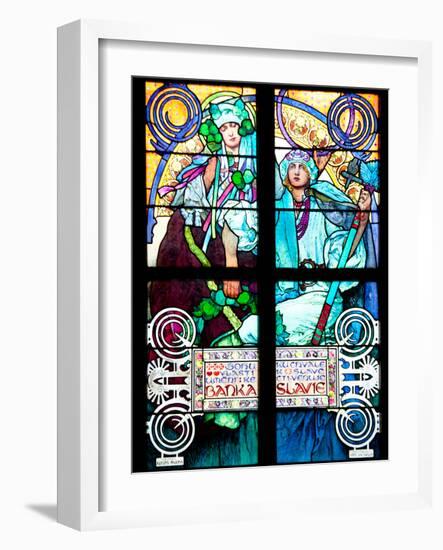 Prague, St. Vitus Cathedral, Window in the New Archbishop Chapel, Mucha Stained Glass Window-Samuel Magal-Framed Photographic Print