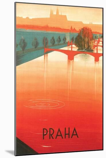 Prague Travel Poster-null-Mounted Premium Giclee Print