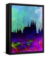 Prague Watercolor Skyline-NaxArt-Framed Stretched Canvas