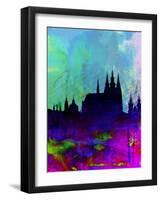 Prague Watercolor Skyline-NaxArt-Framed Art Print