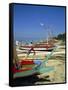 Prahu, Colourful Local Boats, on Sanur Beach, Bali, Indonesia-Robert Harding-Framed Stretched Canvas