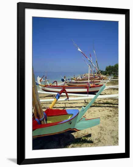 Prahu, Colourful Local Boats, on Sanur Beach, Bali, Indonesia-Robert Harding-Framed Photographic Print