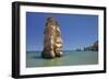 Praia da Dona Ana beach, group of kayaks on a trip to Ponta da Piedade Cape, Lagos, Algarve, Portug-Markus Lange-Framed Photographic Print