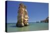 Praia da Dona Ana beach, group of kayaks on a trip to Ponta da Piedade Cape, Lagos, Algarve, Portug-Markus Lange-Stretched Canvas