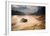 Praia Da Sununga Beach at Sunset with the Serra Do Mar Mountain Ranges in the Background-Alex Saberi-Framed Photographic Print