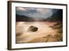 Praia Da Sununga Beach at Sunset with the Serra Do Mar Mountain Ranges in the Background-Alex Saberi-Framed Photographic Print