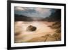 Praia Da Sununga Beach at Sunset with the Serra Do Mar Mountain Ranges in the Background-Alex Saberi-Framed Photographic Print