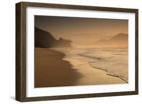 Praia Das Toninhas in Ubatuba at Sunrise, with the Serra Do Mar Mountain Range in the Background-Alex Saberi-Framed Photographic Print