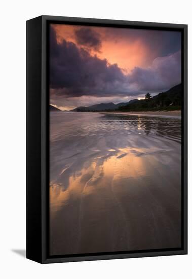 Praia De Lagoinha Beach During Sunset in Ubatuba, Sao Paulo State, Brazil-Alex Saberi-Framed Stretched Canvas