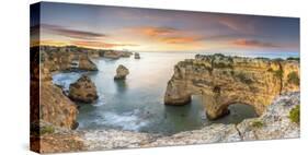 Praia de Marinha, Caramujeira, Lagoa, Algarve, Portugal. Panoramic view of the sunrise over the coa-Marco Bottigelli-Stretched Canvas