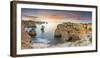 Praia de Marinha, Caramujeira, Lagoa, Algarve, Portugal. Panoramic view of the sunrise over the coa-Marco Bottigelli-Framed Photographic Print