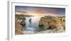 Praia de Marinha, Caramujeira, Lagoa, Algarve, Portugal. Panoramic view of the sunrise over the coa-Marco Bottigelli-Framed Photographic Print