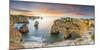 Praia de Marinha, Caramujeira, Lagoa, Algarve, Portugal. Panoramic view of the sunrise over the coa-Marco Bottigelli-Mounted Photographic Print